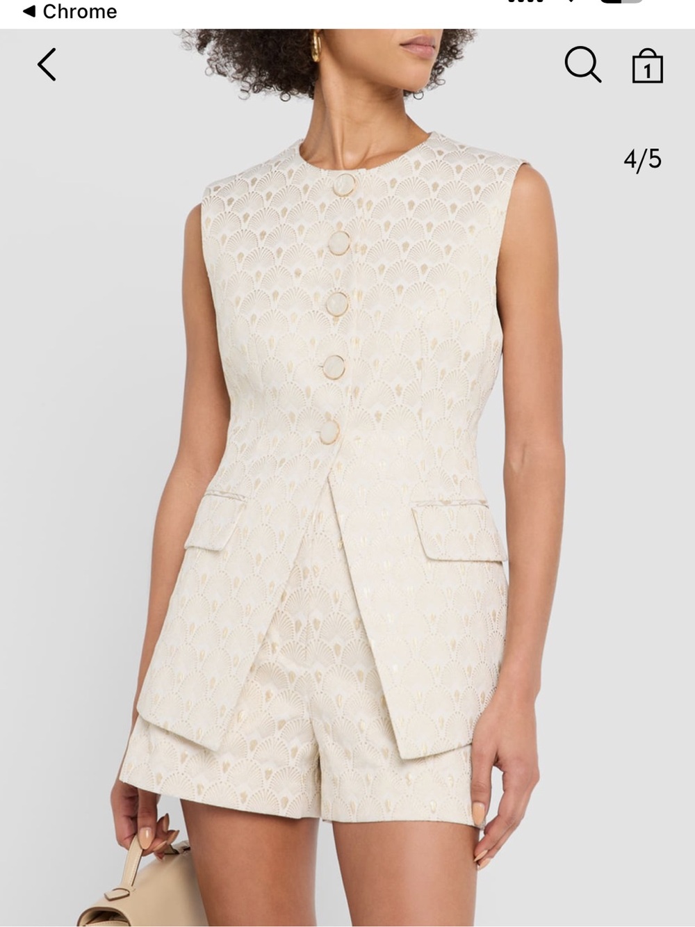 Veronica Beard Cream Embroidered High-Waist Shorts